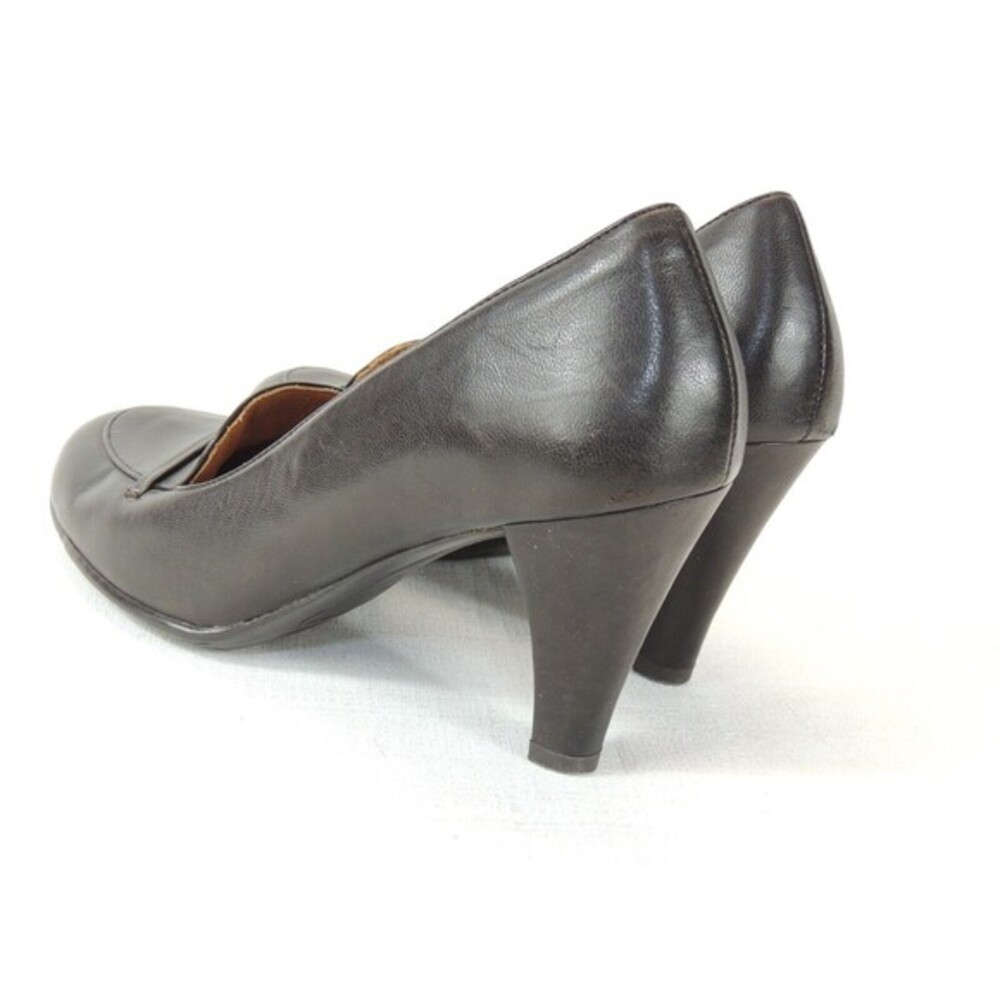 Bolo Leather Loafer Pumps Womens 8.5 Black Heeled Almond Toe Officecore Classic - Picture 3 of 6